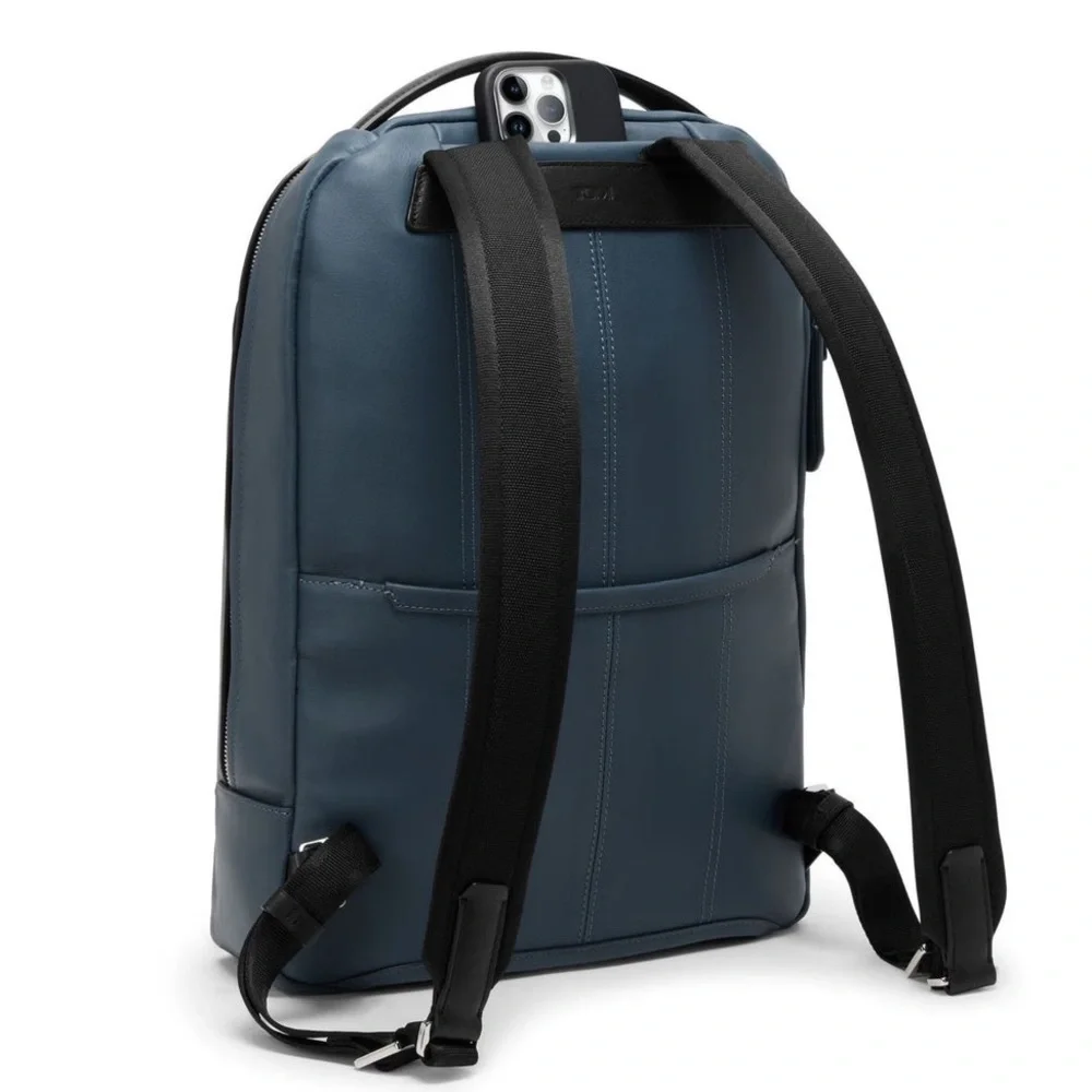 NWOT Tumi Harrison Bradner IV Leather Backpack in Pavement Bomb - Picture 2 of 15